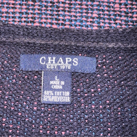 Chaps Navy Cotton Blend Cardigan, Gold Buttons - Size Large - Picture 5 of 5